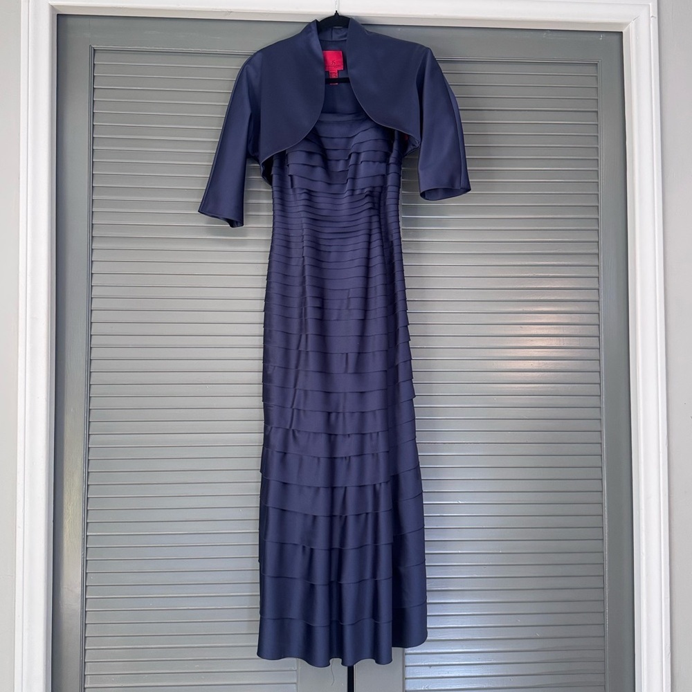 Vintage JS Collections Navy Tiered Cocktail Dress Set